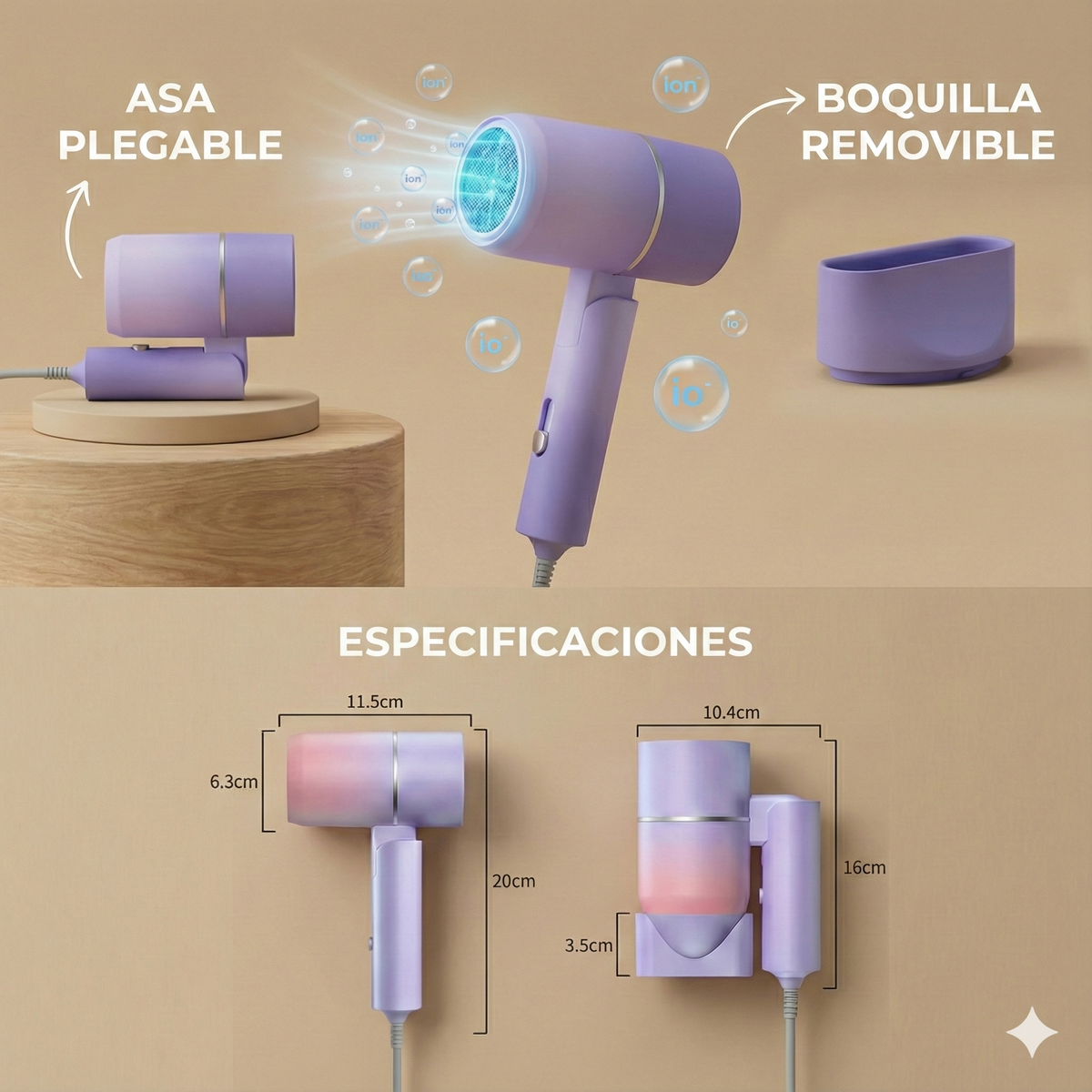 Mini Secador de Pelo Plegable para Viaje