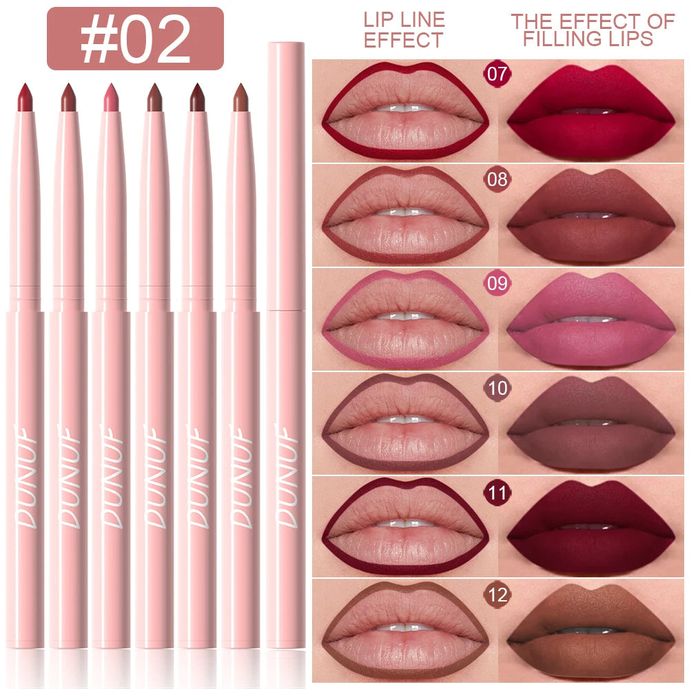 Kit de 6 Perfiladores de Labios (Lip Liner) - Larga Duración, Waterproof y Alta Pigmentación. Fácil de Aplicar, No se Desvanece.