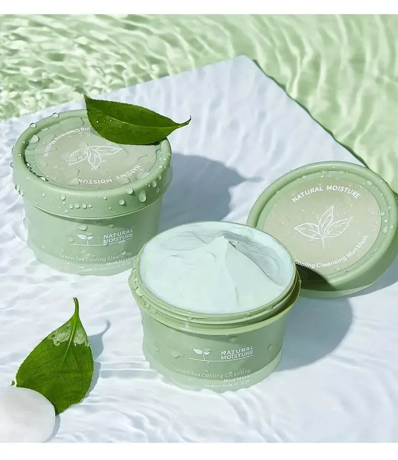Mascarilla de Arcilla de Té Verde (Efecto Hielo) - Limpieza Profunda, Control Grasa y Puntos Negros. 120g (Incluye Aplicador)