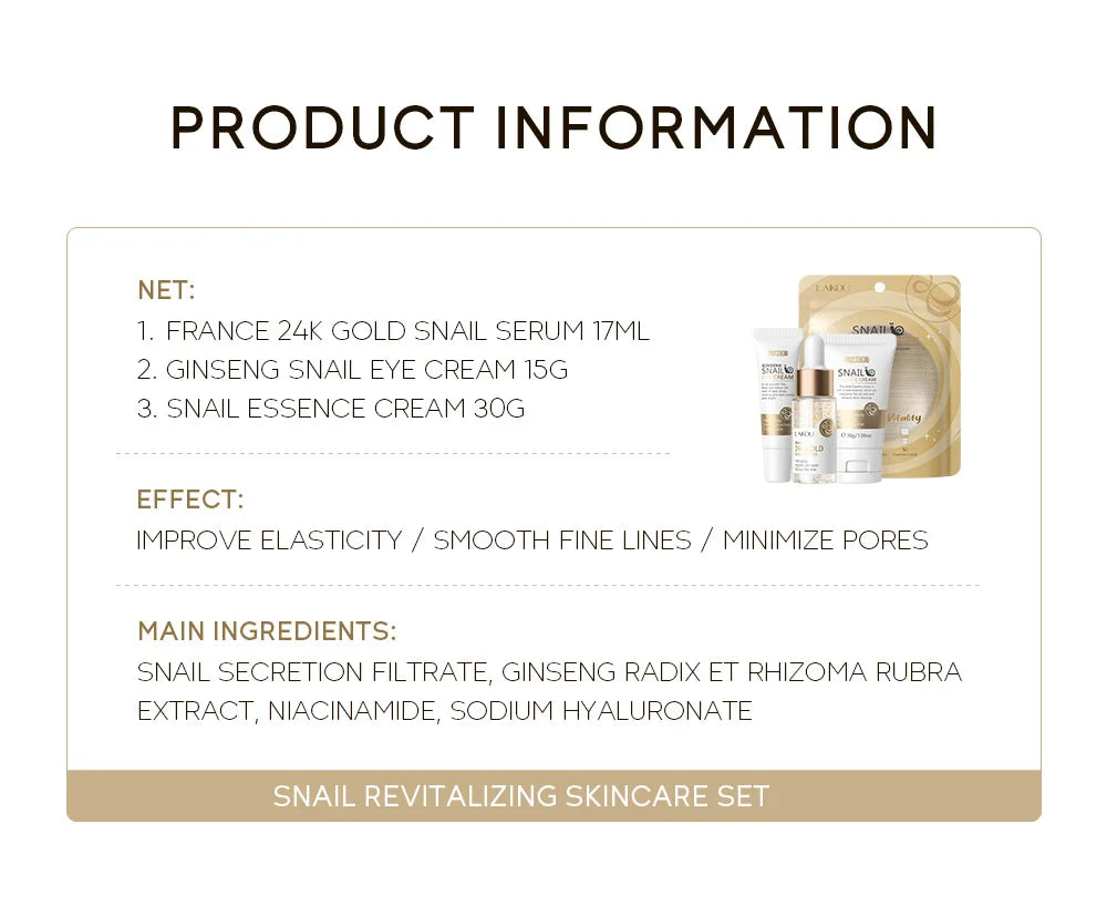 Kit Facial LAIKOU 3 Piezas (Sérum + Crema Facial + Ojos) con Vitamina C, Oro 24K y Sakura - Tratamiento Completo Antiarrugas e Hidratante.