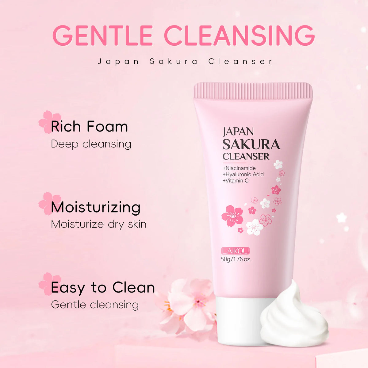 Laikou Sakura Whitening Facial Cleanser (Espuma/Leche Limpiadora Facial de Sakura)