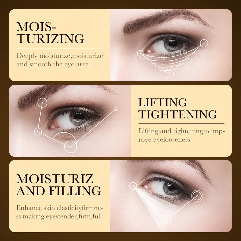 Crema Contorno de Ojos con Oro 24K y Ácido Hialurónico - Tratamiento Reafirmante para Reducir Ojeras, Bolsas y Arrugas.