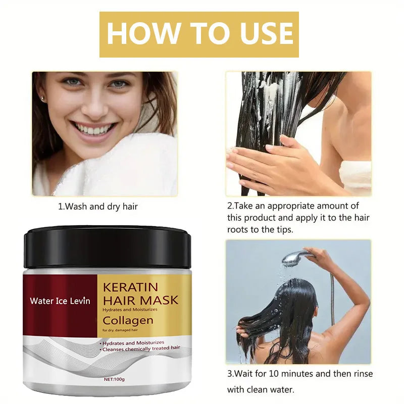 Mascarilla Capilar de Colágeno y Queratina - Reparación Intensiva de Daño y Frizz. Controla la Grasa e Hidrata. Cabello Suave y Liso.