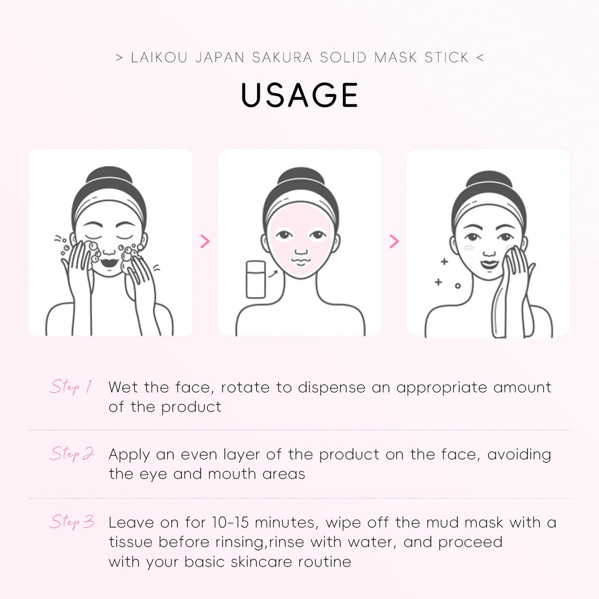 Stick Mascarilla de Arcilla LAIKOU Sakura - Limpieza Profunda, Control Grasa y Puntos Negros. Reduce Poros e Hidrata. (45g)