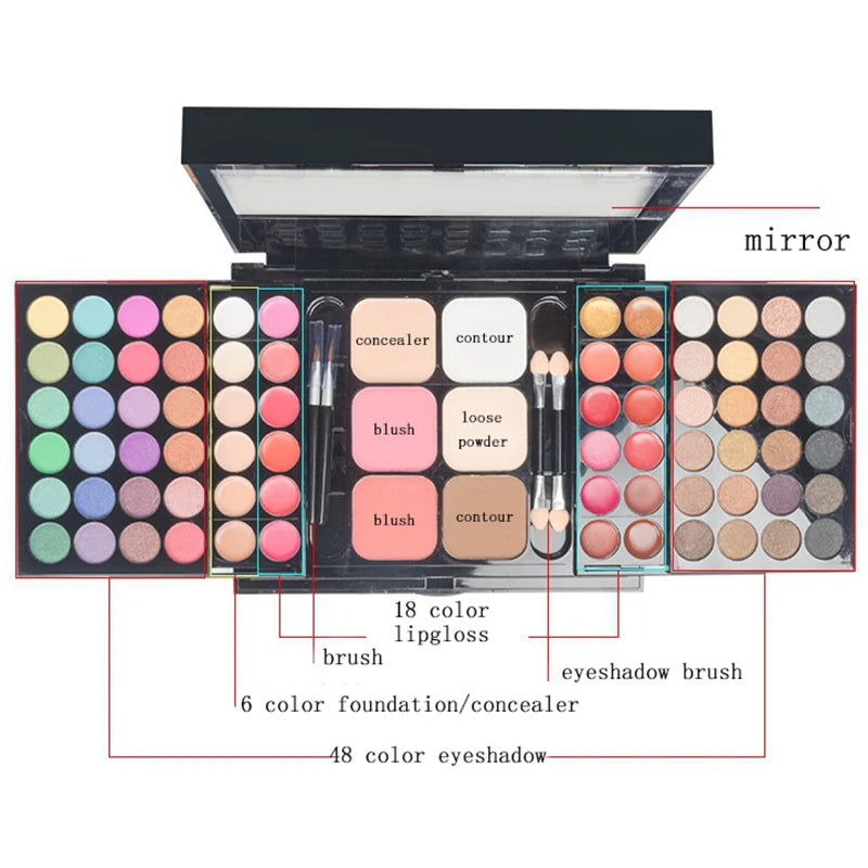 Paleta de Sombras Profesional (40/74/78 Colores) - Acabados Glitter y Mate. Larga Duración y Resistente al Agua. Kit de Maquillaje.
