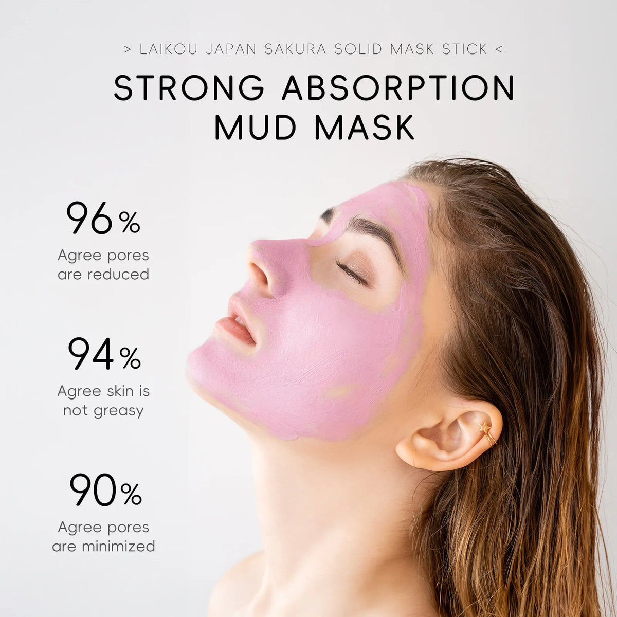 Stick Mascarilla de Arcilla LAIKOU Sakura - Limpieza Profunda, Control Grasa y Puntos Negros. Reduce Poros e Hidrata. (45g)