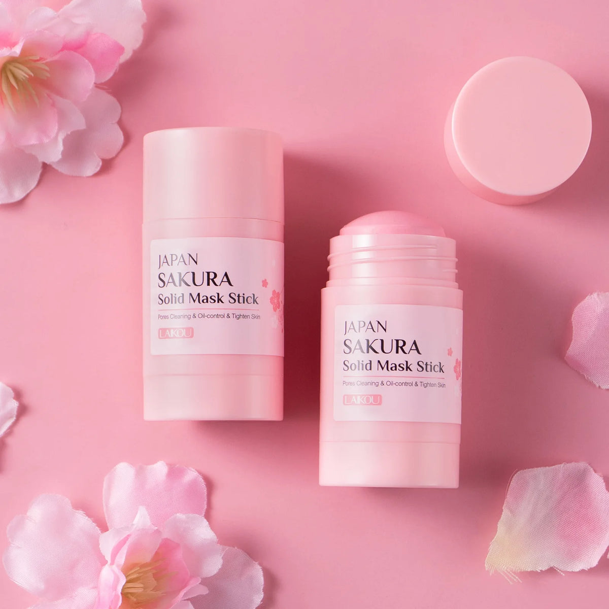 Stick Mascarilla de Arcilla LAIKOU Sakura - Limpieza Profunda, Control Grasa y Puntos Negros. Reduce Poros e Hidrata. (45g)