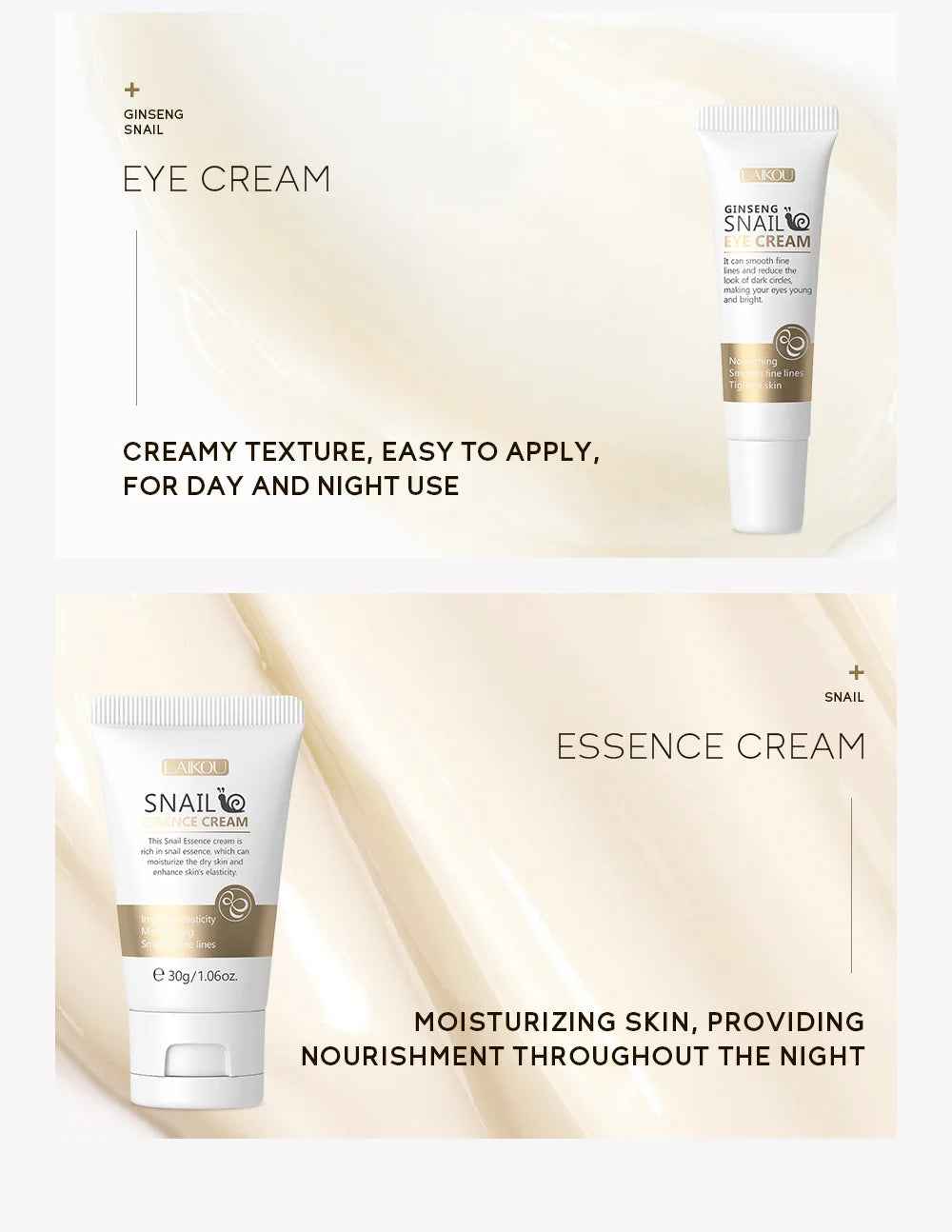 Kit Facial LAIKOU 3 Piezas (Sérum + Crema Facial + Ojos) con Vitamina C, Oro 24K y Sakura - Tratamiento Completo Antiarrugas e Hidratante.