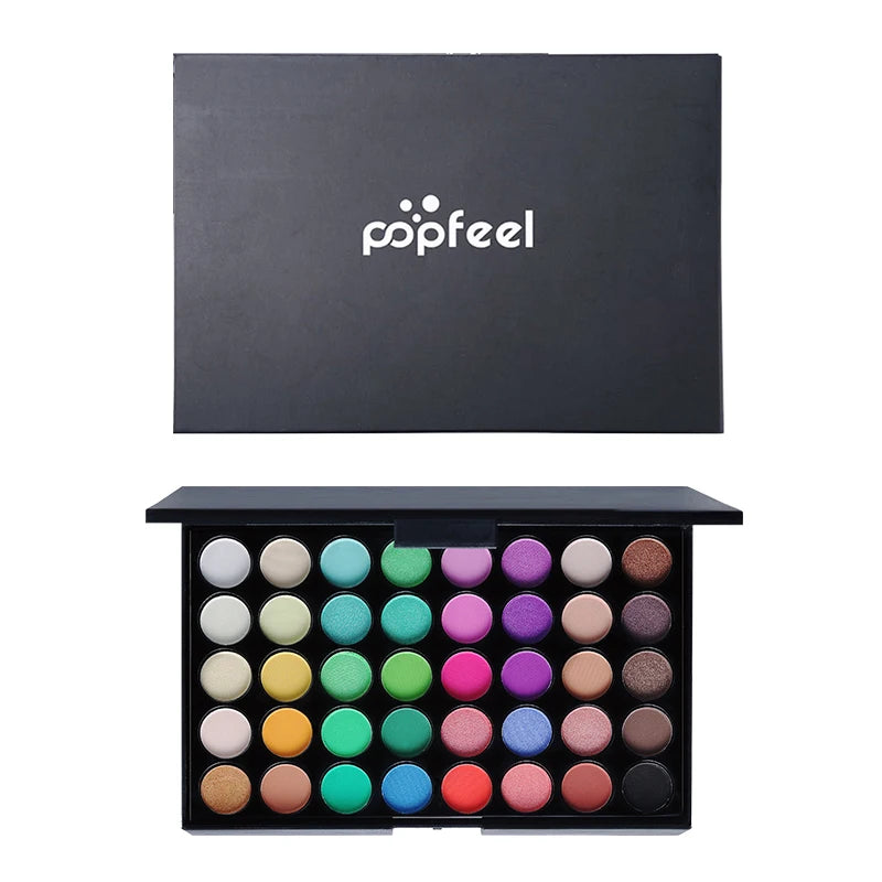 Paleta de Sombras POPFEEL (40 Colores) - Larga Duración y Fácil Aplicación. Incluye Tonos Nude, Marrones y Rosas.