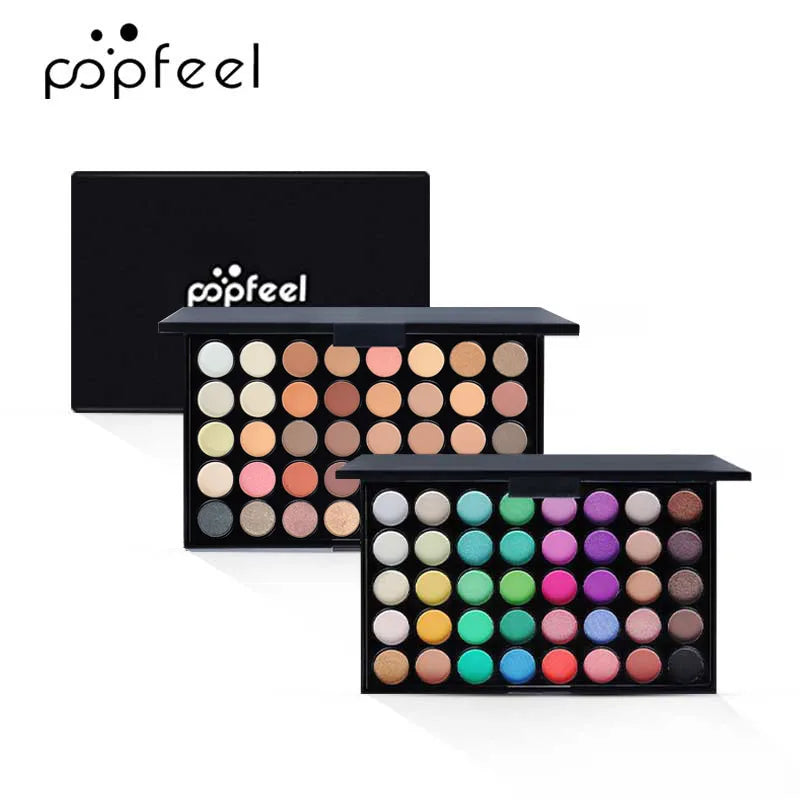Paleta de Sombras POPFEEL (40 Colores) - Larga Duración y Fácil Aplicación. Incluye Tonos Nude, Marrones y Rosas.