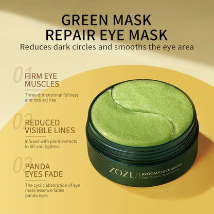 Parches para Ojos (60/120 Uds) con Aguacate y Oro - Tratamiento Hidratante y Reafirmante para Reducir Bolsas, Ojeras y Arrugas.
