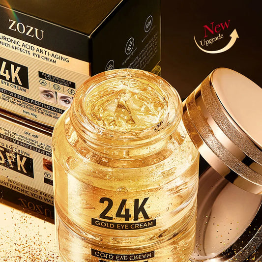 Crema Contorno de Ojos con Oro 24K y Ácido Hialurónico - Tratamiento Reafirmante para Reducir Ojeras, Bolsas y Arrugas.