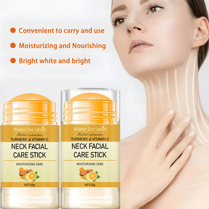 Stick Facial y de Cuello con Cúrcuma y Vitamina C - Lifting Antiedad, Reafirmante, Reduce Arrugas y Papada, Cuidado Blanqueador