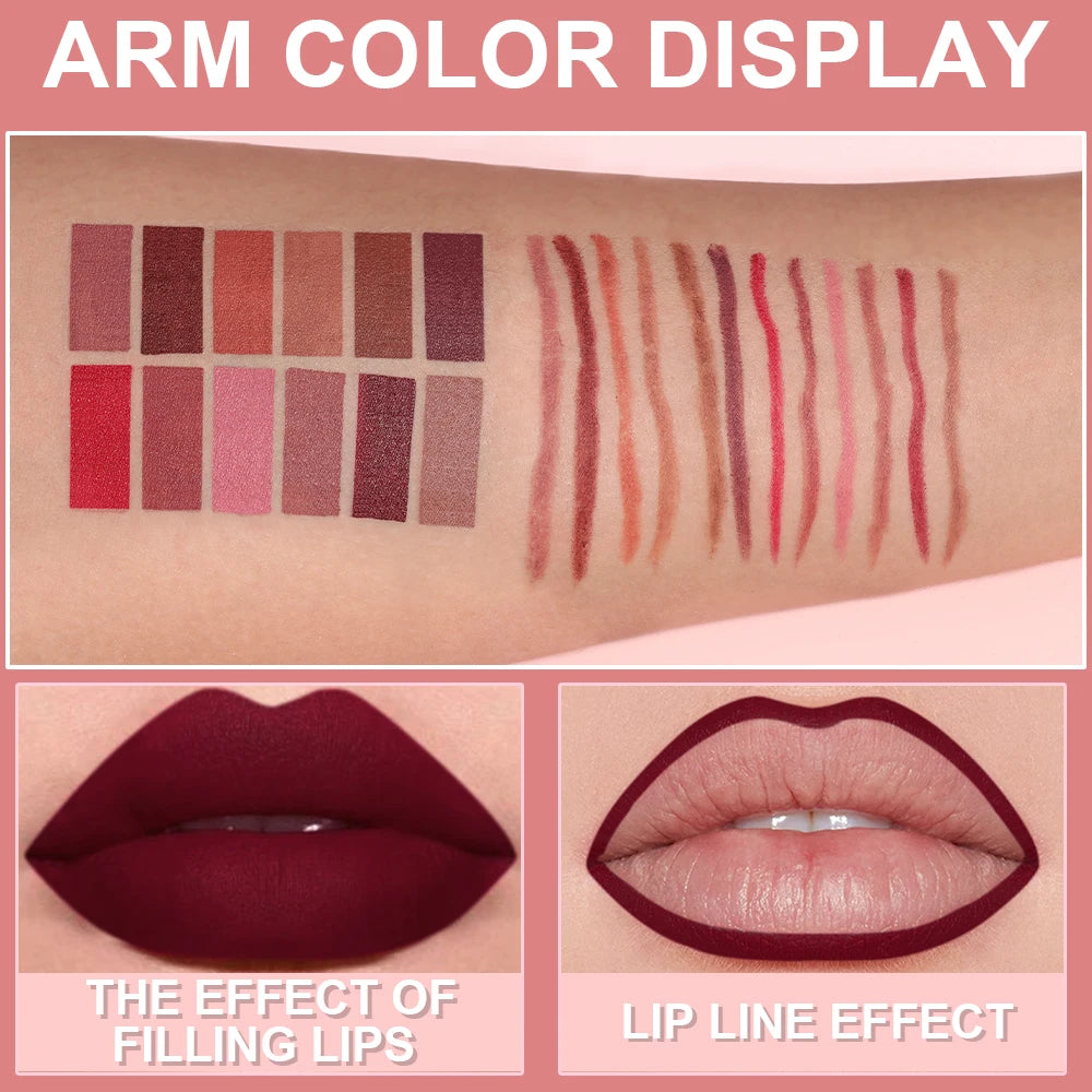 Kit de 6 Perfiladores de Labios (Lip Liner) - Larga Duración, Waterproof y Alta Pigmentación. Fácil de Aplicar, No se Desvanece.