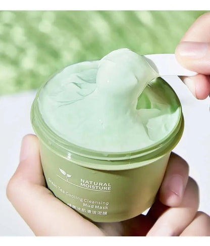 Mascarilla de Arcilla de Té Verde (Efecto Hielo) - Limpieza Profunda, Control Grasa y Puntos Negros. 120g (Incluye Aplicador)