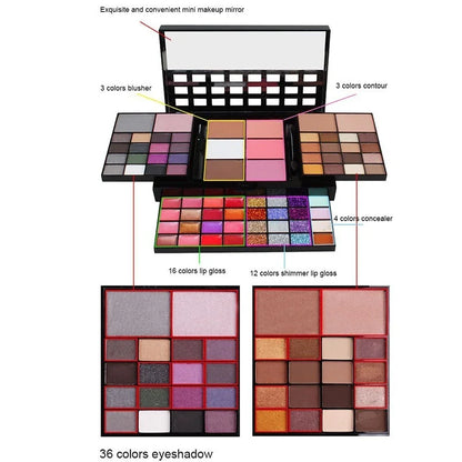 Paleta de Sombras Profesional (40/74/78 Colores) - Acabados Glitter y Mate. Larga Duración y Resistente al Agua. Kit de Maquillaje.