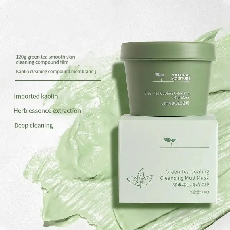 Mascarilla de Arcilla de Té Verde (Efecto Hielo) - Limpieza Profunda, Control Grasa y Puntos Negros. 120g (Incluye Aplicador)