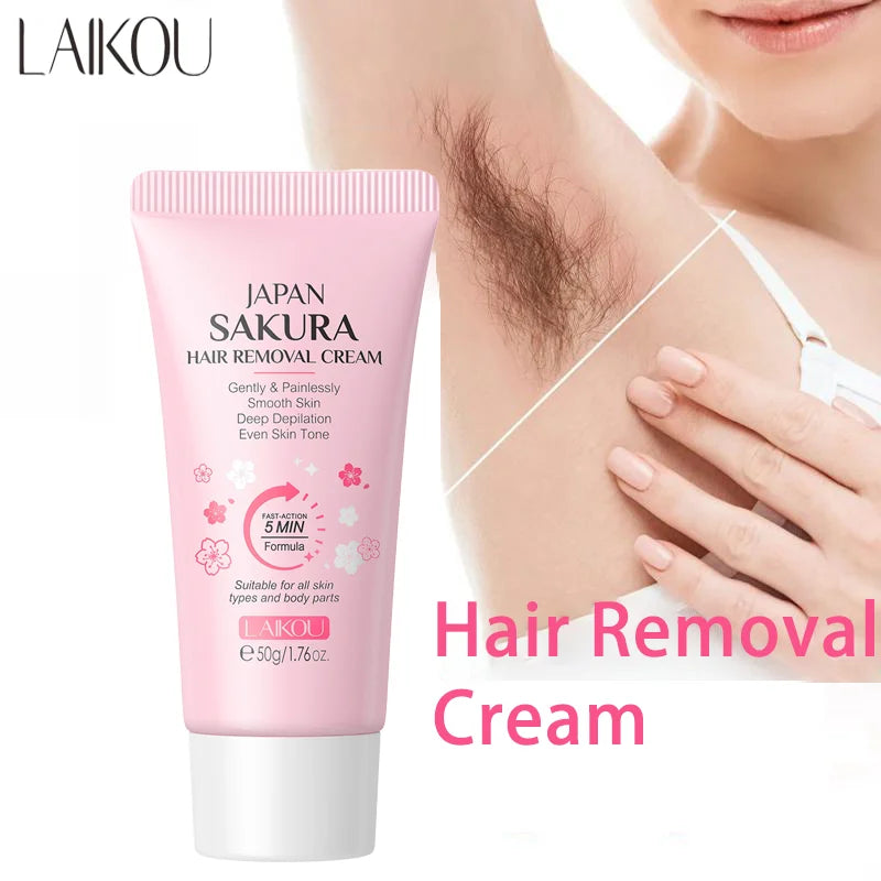 Crema Depilatoria Indolora LAIKOU: Fórmula Suave para Zonas Íntimas con Inhibidor del Crecimiento.