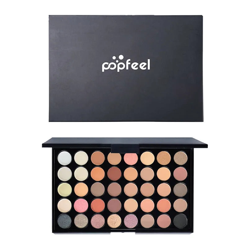 Paleta de Sombras POPFEEL (40 Colores) - Larga Duración y Fácil Aplicación. Incluye Tonos Nude, Marrones y Rosas.