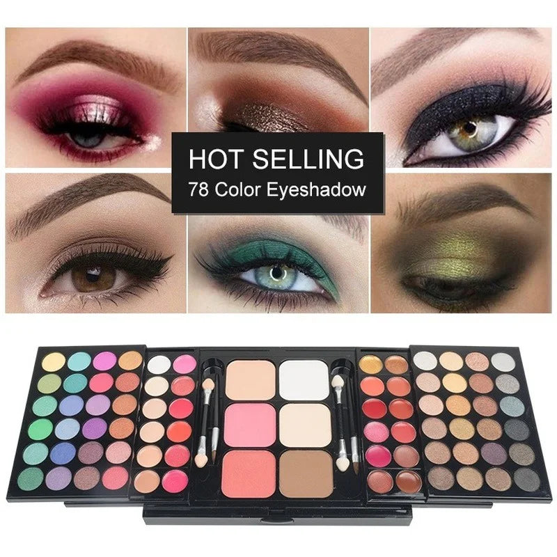 Paleta de Sombras Profesional (40/74/78 Colores) - Acabados Glitter y Mate. Larga Duración y Resistente al Agua. Kit de Maquillaje.