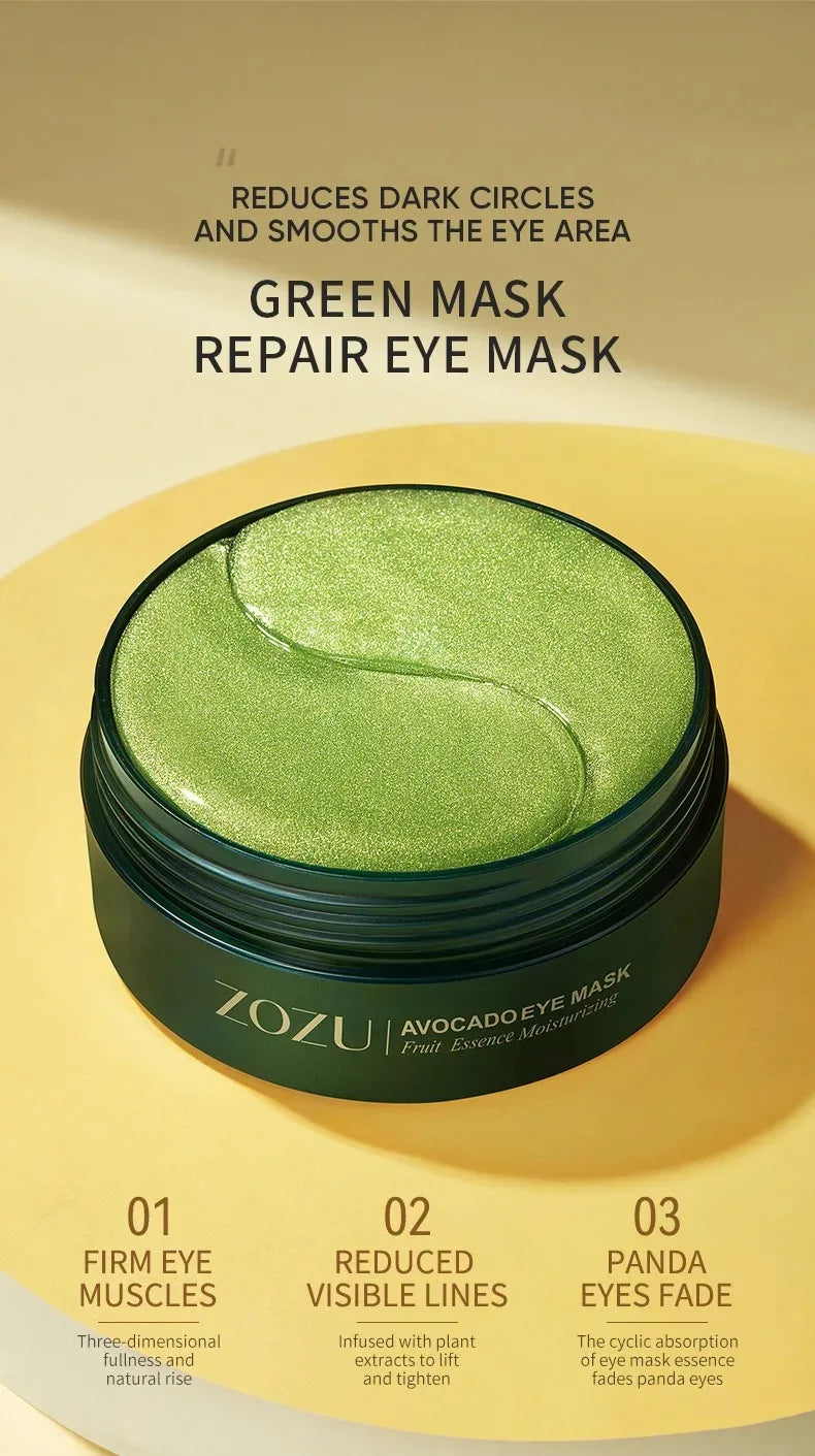 Parches para Ojos (60/120 Uds) con Aguacate y Oro - Tratamiento Hidratante y Reafirmante para Reducir Bolsas, Ojeras y Arrugas.