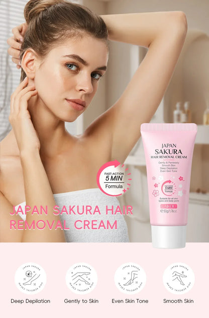 Crema Depilatoria Indolora LAIKOU: Fórmula Suave para Zonas Íntimas con Inhibidor del Crecimiento.