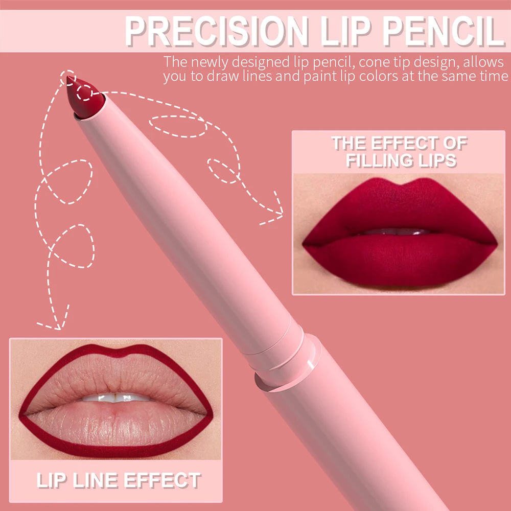 Kit de 6 Perfiladores de Labios (Lip Liner) - Larga Duración, Waterproof y Alta Pigmentación. Fácil de Aplicar, No se Desvanece.